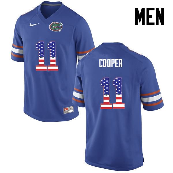 Men's NCAA Florida Gators Riley Cooper #11 Stitched Authentic USA Flag Fashion Nike Blue College Football Jersey SLS8765EP